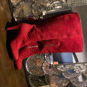 Stuart Weitzman red suede boot